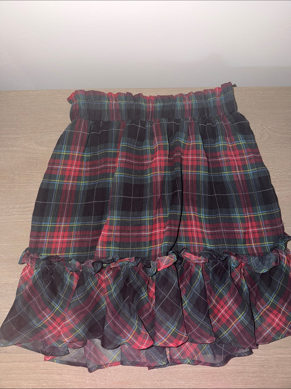 Vineyard Vines Red and Black Plaid Ruffle-Hem Skirt